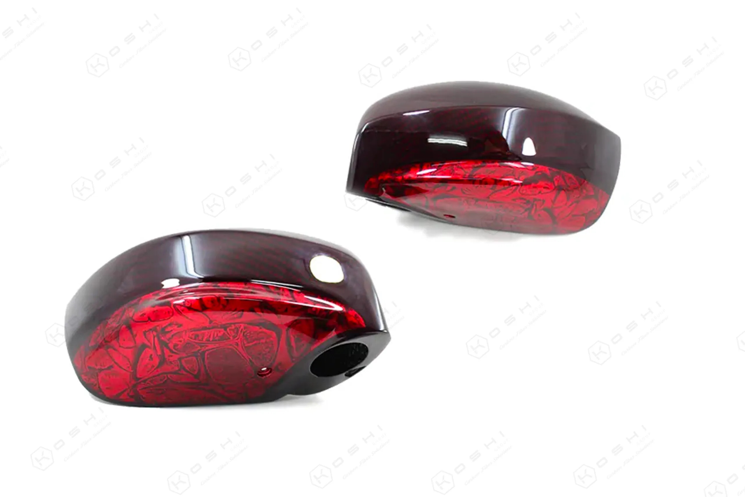 Nissan GT-R Mirror Caps in Carbon Fiber - 4 Piece Set - Red Graphic